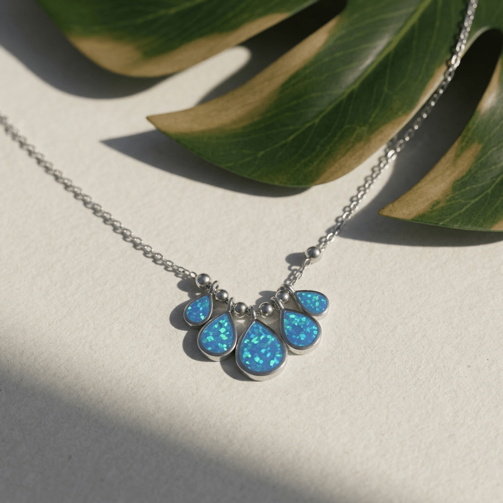 Blue Opal Raindrop Necklace