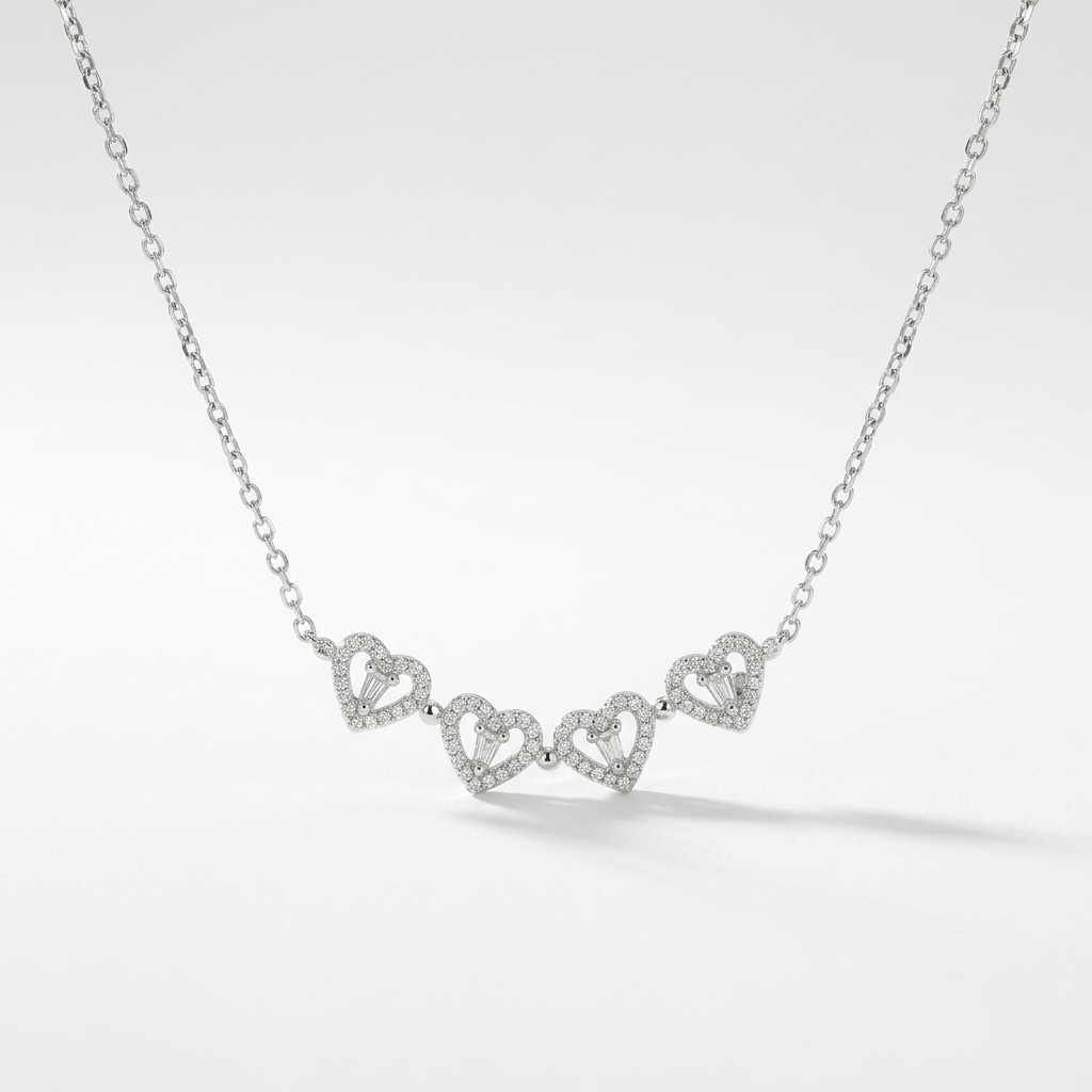Crystal Heart Bloom Duo Necklace