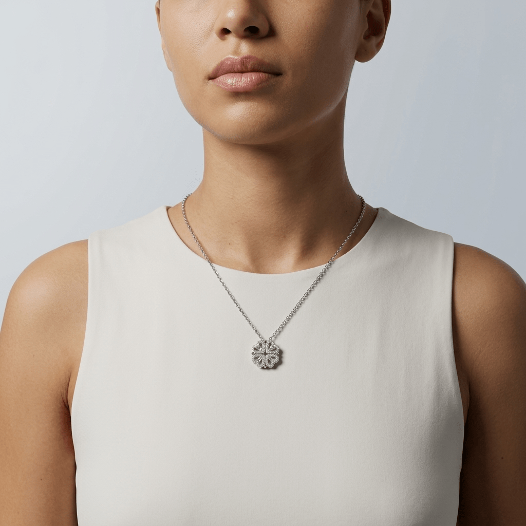 Crystal Heart Bloom Duo Necklace