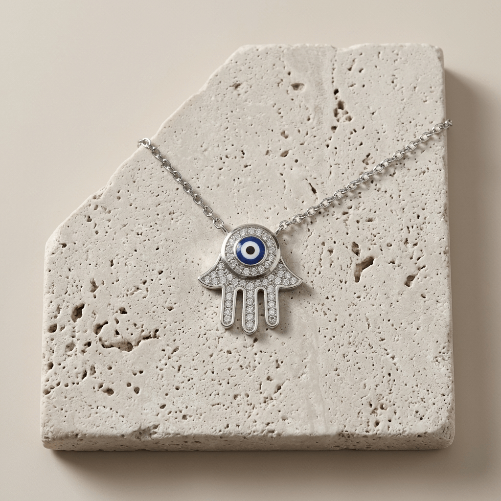 Hamsa Protection Crystal Necklace