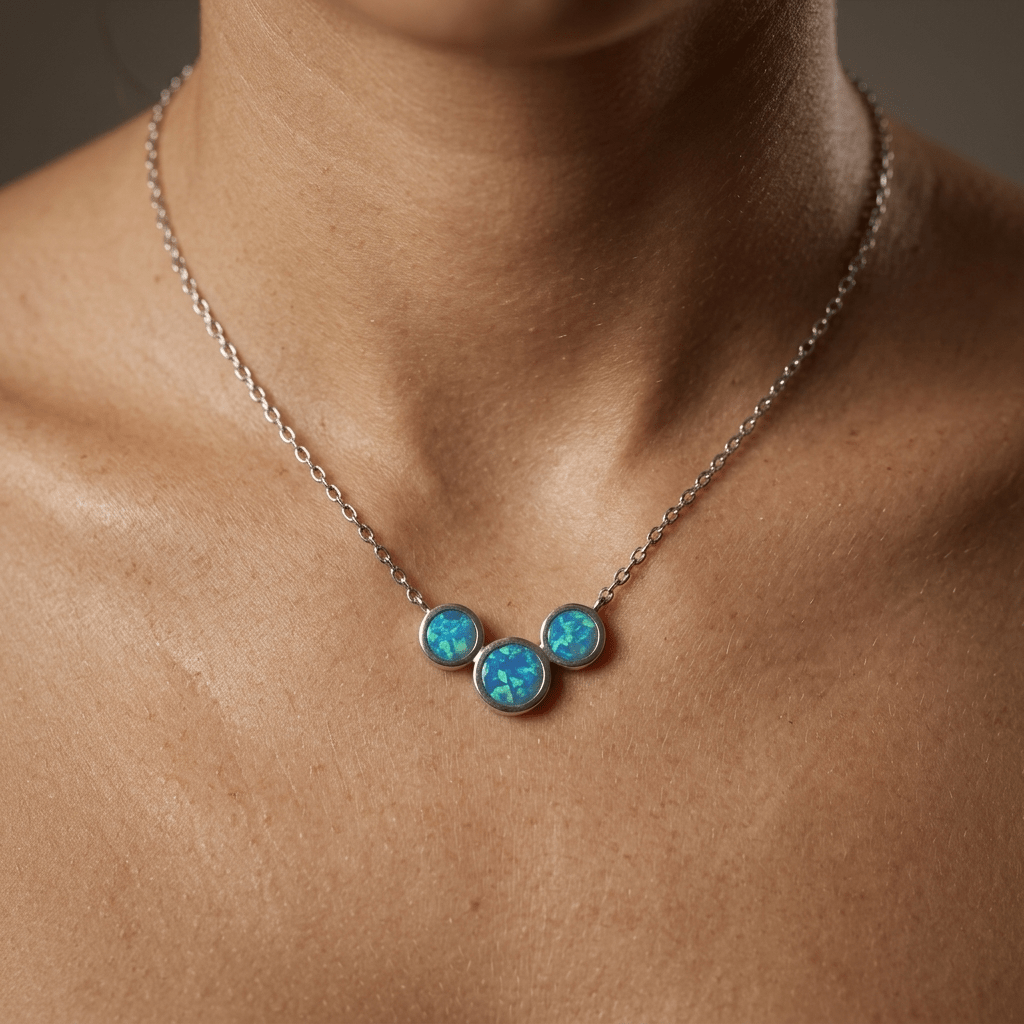 Blue Opal Trinity Necklace