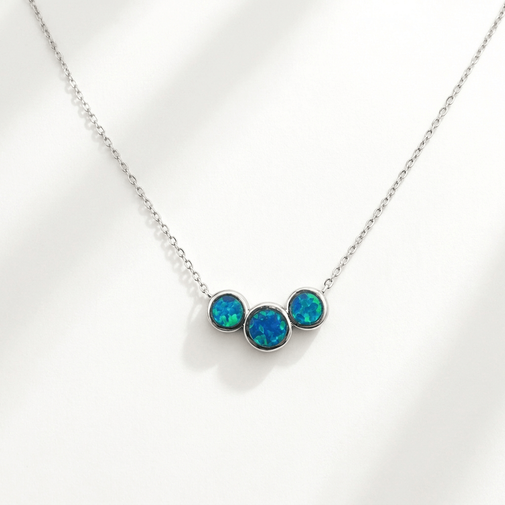 Blue Opal Trinity Necklace