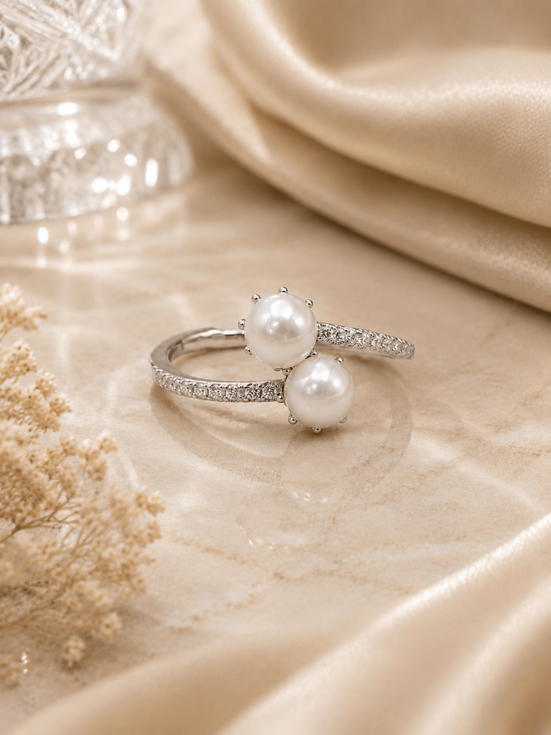 Pierścionek Twin Pearl Elegance