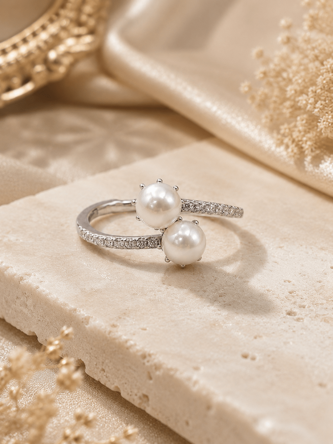 Pierścionek Twin Pearl Elegance